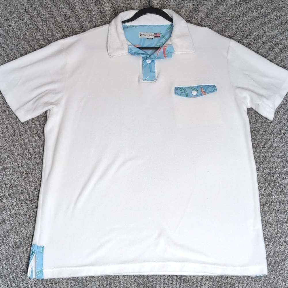 Weekender Birds of Paradise Terrycloth Polo Size XL Made In The USA